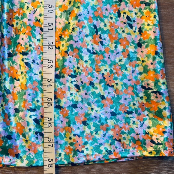 Wild Fable Multi Floral Print Empire Waist Satin Lace Trim Maxi Dress, Size XL - Picture 10 of 11